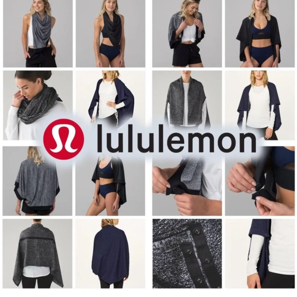Lululemon Vinyasa Scarf wrap blue/gray 60x27” with snaps yoga travel